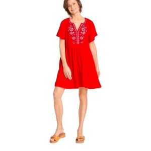Knox Rose Embroidered Gauze Mini Dress With Pockets